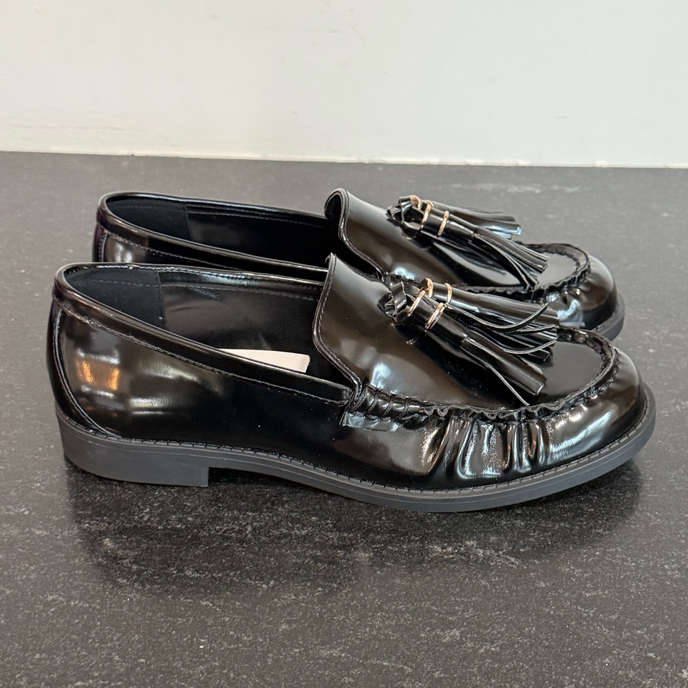 $139 NEW Mango MNG leather Loafers with Tassels in Black Euro 37 US 6.5 - Picture 8 of 11
